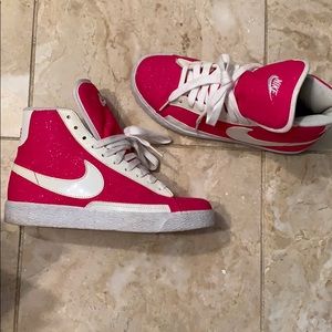High top pink and white Nike size 4.5 youth